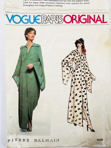 MISSES' EVENING DRESS: Vogue Paris Original Sewing Pattern Pierre Balmain Size 14 1976 Complete *1536