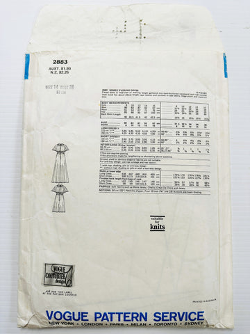 MISSES' EVENING DRESS: Vogue Couturier Design Sewing Pattern Jean Muir Size 14 1973 Complete *2883
