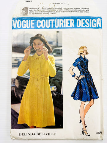 MISSES' DRESS: Vogue Couturier Design Sewing Pattern Belinda Bellville Size 14 1973 Complete *2820