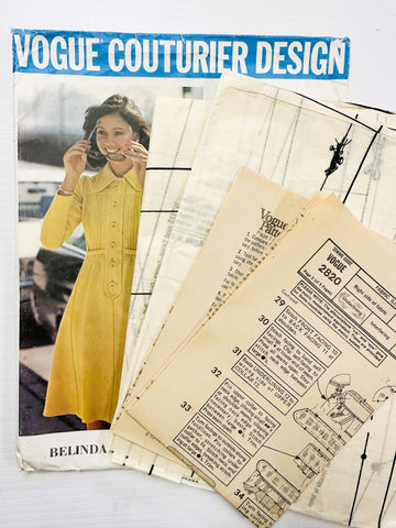 MISSES' DRESS: Vogue Couturier Design Sewing Pattern Belinda Bellville Size 14 1973 Complete *2820