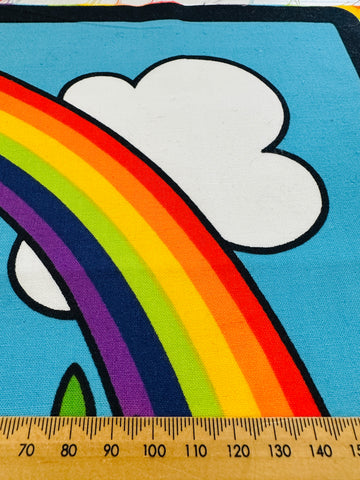 PANEL Vintage Fabric 1980s Finlandia? C.L.O.T.H Jan Pienkowski Rainbow Cotton 51cm x 29cm