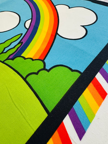 PANEL Vintage Fabric 1980s Finlandia? C.L.O.T.H Jan Pienkowski Rainbow Cotton 51cm x 29cm