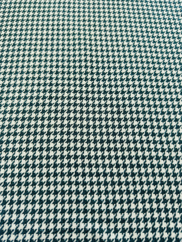 LAST PIECE Vintage Fabric 1980s? Forest Green Cream Houndstooth Wool? 90cm x 50cm