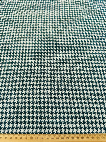 LAST PIECE Vintage Fabric 1980s? Forest Green Cream Houndstooth Wool? 90cm x 50cm