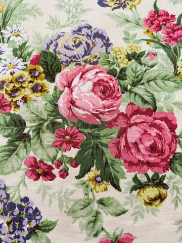 PATTERN REPEAT: Vintage Fabric 1980s Large Floral Cluster Cotton Drapery Sanderson? 58cm x 58cm