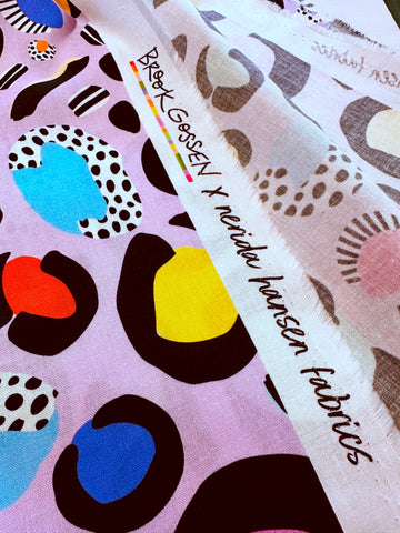 Modern Fabric Nerida Hansen x Brook Gossen Cotton OOP Abstract Designs on Lavener 144cm Wide