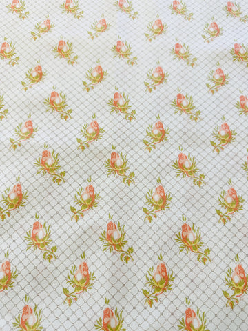 LAST PIECE Vintage Fabric Laura Ashley 1984 Rosamund Decorator Cotton Rose Buds 120cm x 50cm