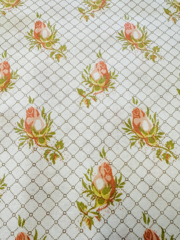 LAST PIECE Vintage Fabric Laura Ashley 1984 Rosamund Decorator Cotton Rose Buds 120cm x 50cm