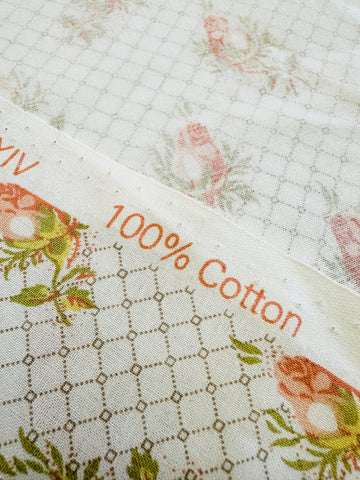 LAST PIECE Vintage Fabric Laura Ashley 1984 Rosamund Decorator Cotton Rose Buds 120cm x 50cm