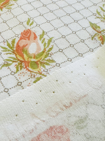 LAST PIECE Vintage Fabric Laura Ashley 1984 Rosamund Decorator Cotton Rose Buds 120cm x 50cm