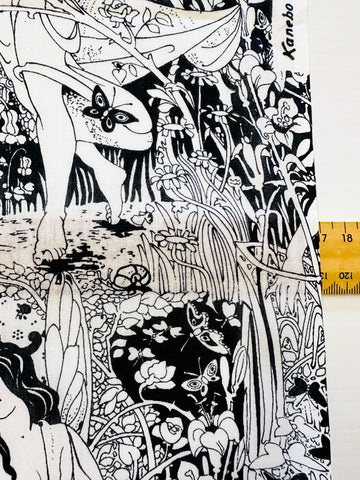 Vintage Fabric Uber Rare Ethel Larcombe Studio Magazine 'Summer' Art Nouveau Kanebo Cotton 88cm Wide
