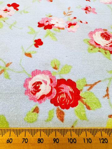 Vintage Fabric Sheeting Cotton 1999 Rosali in Blue Cath Kidston Ikea 75cm Wide