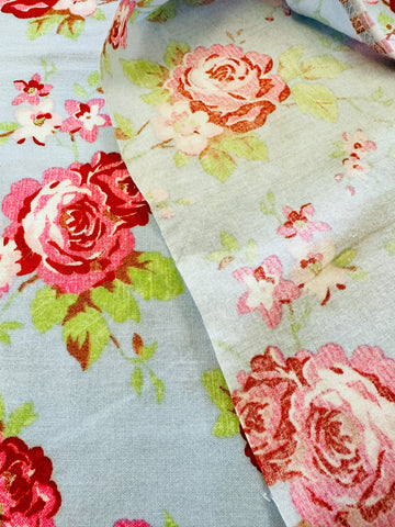 Vintage Fabric Sheeting Cotton 1999 Rosali in Blue Cath Kidston Ikea 75cm Wide