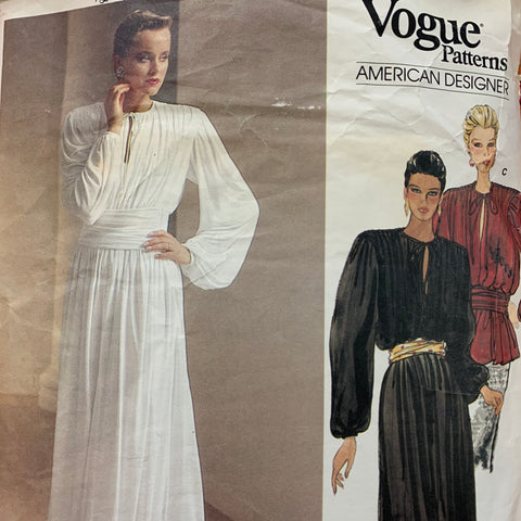 DRESS: Vogue Calvin Klein dress top cummberbund 1980s *1263