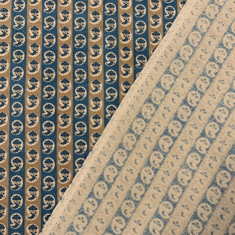 LAST 1/2m: Modern Fabric 1930s Reproduction Quilt Cotton Tiny Paisley Tan Blue