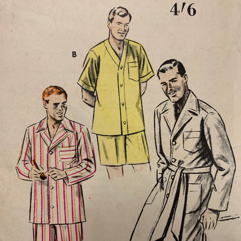 SIZE SMALL PAJAMAS: Butterick circa 1952 chest 34"- 38" *6317