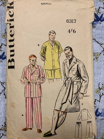 SIZE SMALL PAJAMAS: Butterick circa 1952 chest 34"- 38" *6317