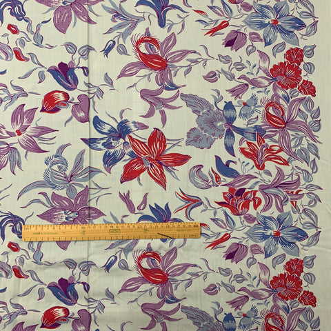 1.5m LEFT: Magnificent Vintage Fabric 1950s Floral Border Print Apparel