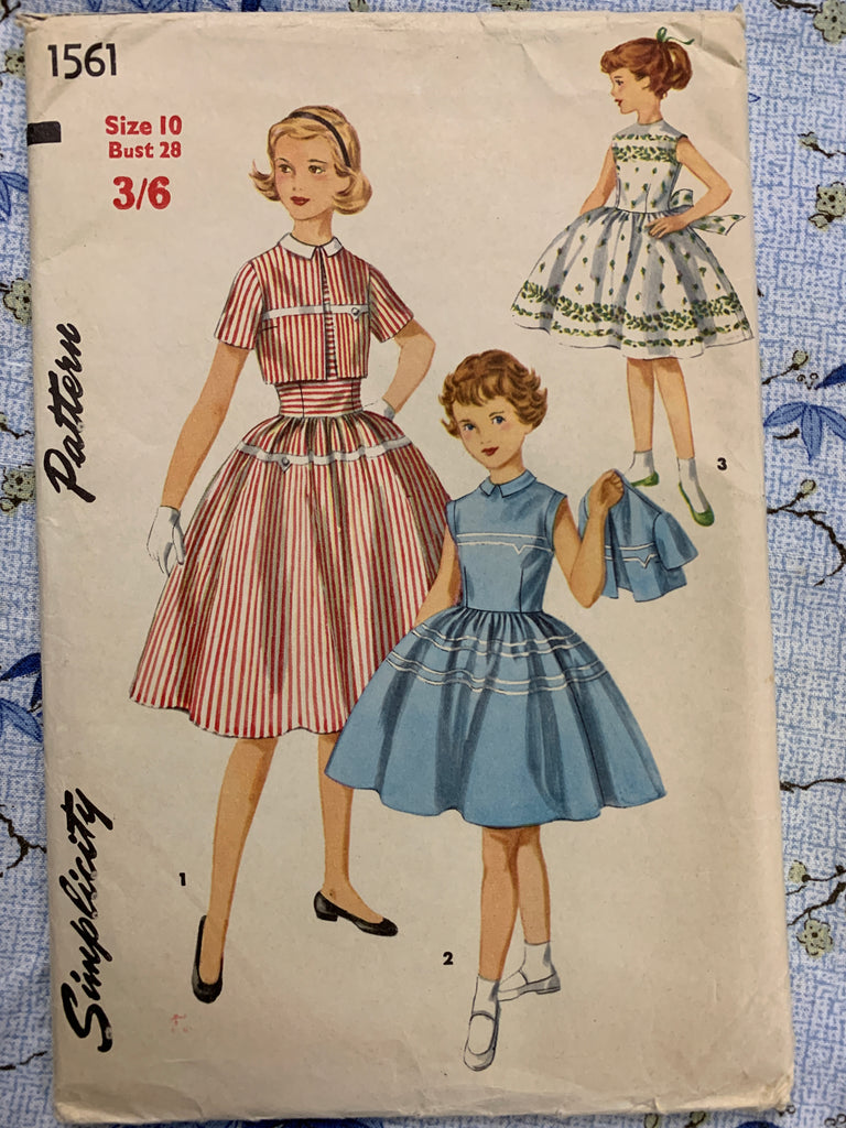 ONE-PIECE DRESS w JACKET: 1950s factory folded bust 28" *1561