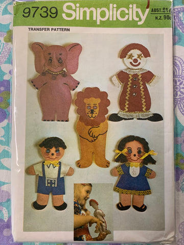 CRAFT PROJECT: Vintage finger puppets transfer pattern 1970s  *9739