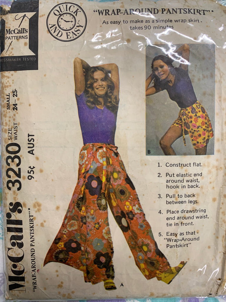 PANT-SKIRT: Fabulous wrap-around pant-skirt 1971 size small *3230