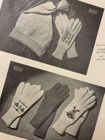 1940s-50s Patons No 232 knitting ladies gloves, mittens & hats
