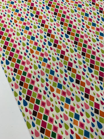 LAST PIECE: Modern AMF quilt cotton with bright drops and diamonds