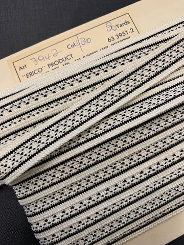 Vintage Trim 1960s Woven Black and White Retro 10mm Wide