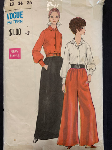 PANTSKIRT, SKIRT & BLOUSE: Vogue 1960s size 12 bust 34" *7384