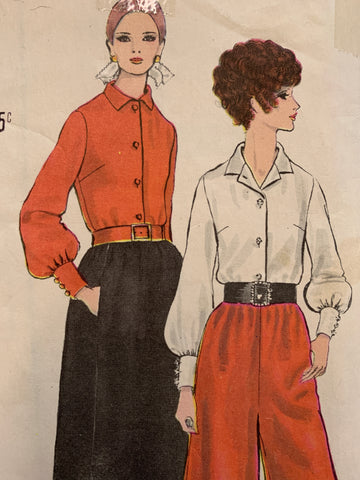 PANTSKIRT, SKIRT & BLOUSE: Vogue 1960s size 12 bust 34" *7384