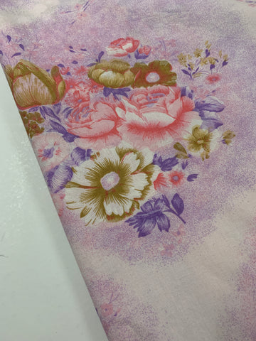 ON CLEARANCE: Vintage Cotton Sheeting 1960s Purple Pink Floral 1m x 1.5m