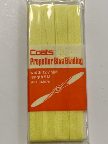 TWO PACKETS LEFT: Coats Propeller Bias Binding cotton lemon 5m