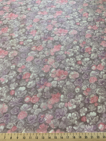 LAST 1/2m: Vintage Fabric Light Weight Cotton 1960s Muted Floral