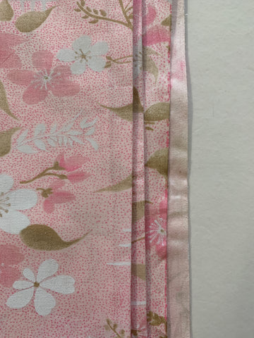 3m LEFT: Vintage Sheeting 1980s Pretty Mottled Pink Spot & Floral