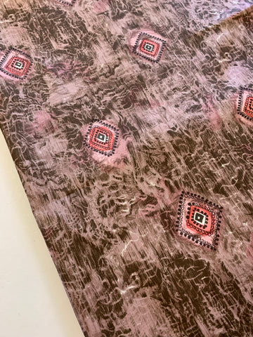 LAST 1/2m: Beautiful 1960s Light Weight Silk in Pink & Mushroom