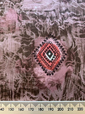 LAST 1/2m: Beautiful 1960s Light Weight Silk in Pink & Mushroom