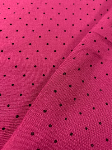 LESS THAN 1m LEFT: magenta cotton with tiny black dot 1980s? dress cotton