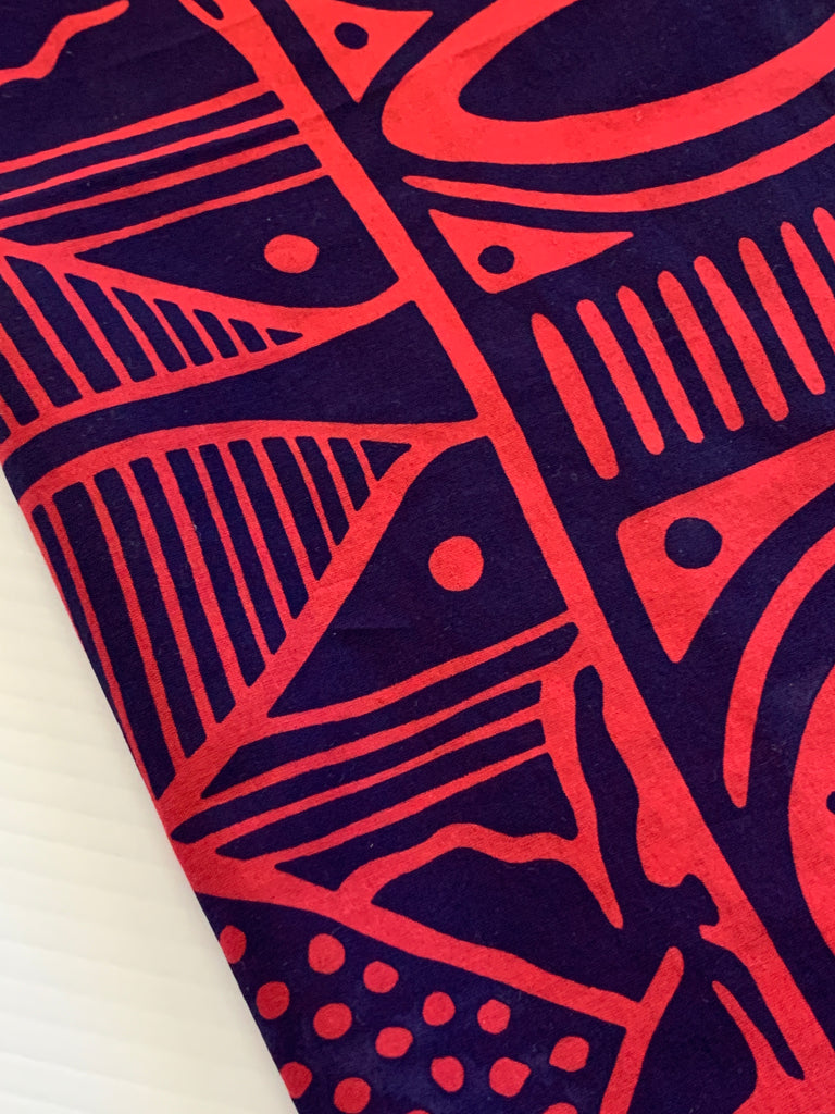 LAST PIECE: Navy blue and red Indigenous inspired? real deal? cotton blend