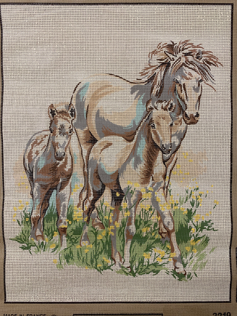 Unworked vintage 1985 French tapestry by Margot Mare and Foals