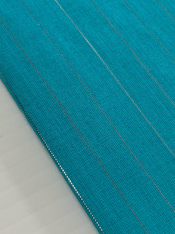 2.5m LEFT: Modern Aqua Light Weight Cotton w/ Lurex Thread 70s Vibe