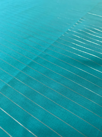 2.5m LEFT: Modern Aqua Light Weight Cotton w/ Lurex Thread 70s Vibe