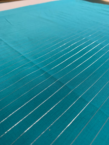 2.5m LEFT: Modern Aqua Light Weight Cotton w/ Lurex Thread 70s Vibe