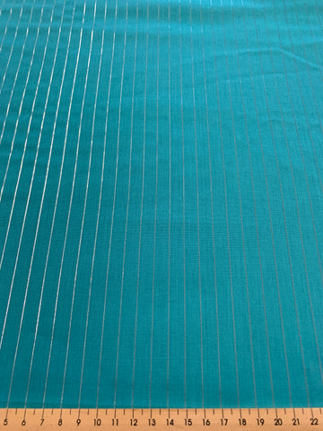 2.5m LEFT: Modern Aqua Light Weight Cotton w/ Lurex Thread 70s Vibe