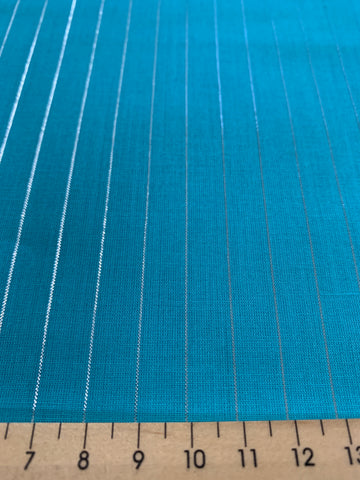 2.5m LEFT: Modern Aqua Light Weight Cotton w/ Lurex Thread 70s Vibe