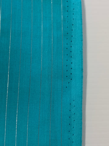 2.5m LEFT: Modern Aqua Light Weight Cotton w/ Lurex Thread 70s Vibe