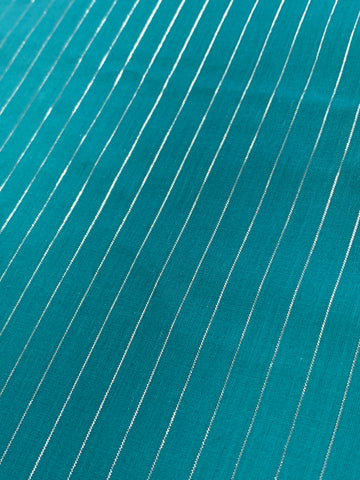 2.5m LEFT: Modern Aqua Light Weight Cotton w/ Lurex Thread 70s Vibe