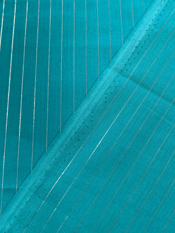 2.5m LEFT: Modern Aqua Light Weight Cotton w/ Lurex Thread 70s Vibe