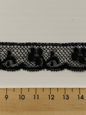 6m LEFT: Vintage 1980s black nylon lace trim 2cm high