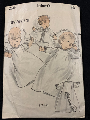 INFANT'S NIGHTIE & JACKET: Weigel's 1950s 60s babies sleepwear *2340