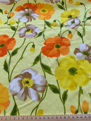 2m LEFT: Beautiful light-as-a-feather sheer 1970s synthetic in orange and yellow